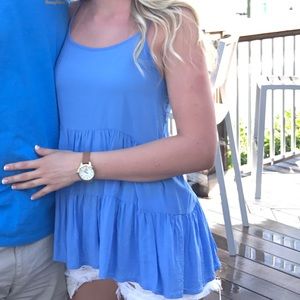 Blue flowy summer shirt
